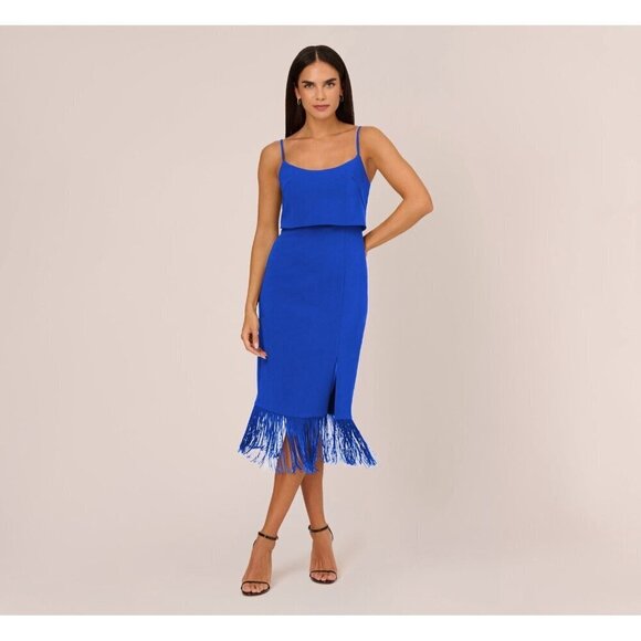 Adrianna Papell Dresses & Skirts - NWT Aidan by Adrianna Papell Cobalt Blue Fringe Midi Dress – Size 2